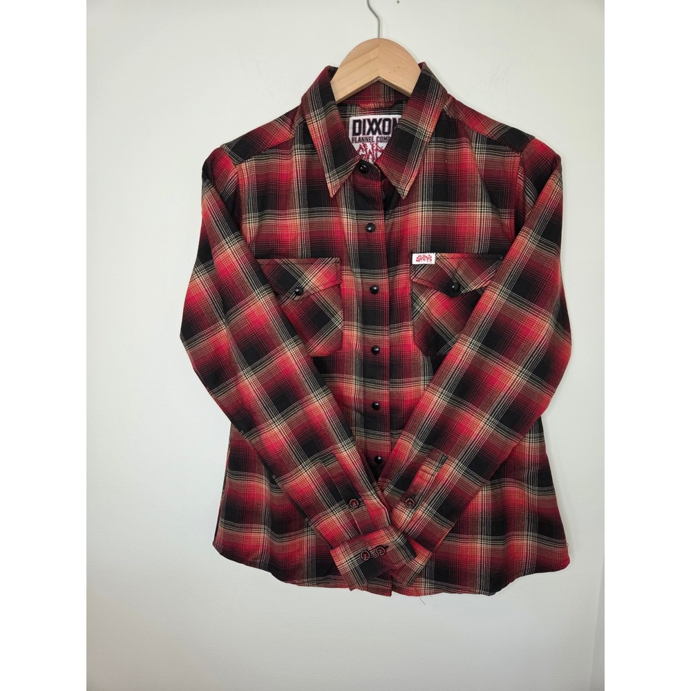 Dixxon Flannel Co x GWAR Scumdogs Women Red Black Plaid Button Up Shirt Medium